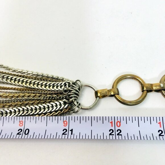 Vintage 90’s Heavy Multi Chain Gold & Silver Tone 44 Inch Link Statement Belt - Picture 8 of 9